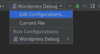 PhpStorm edit configurations menu