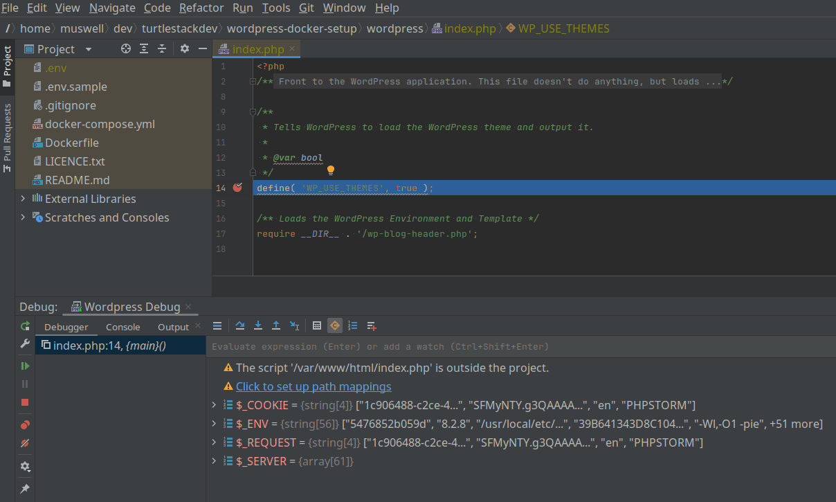 PhpStorm Xdebug screen